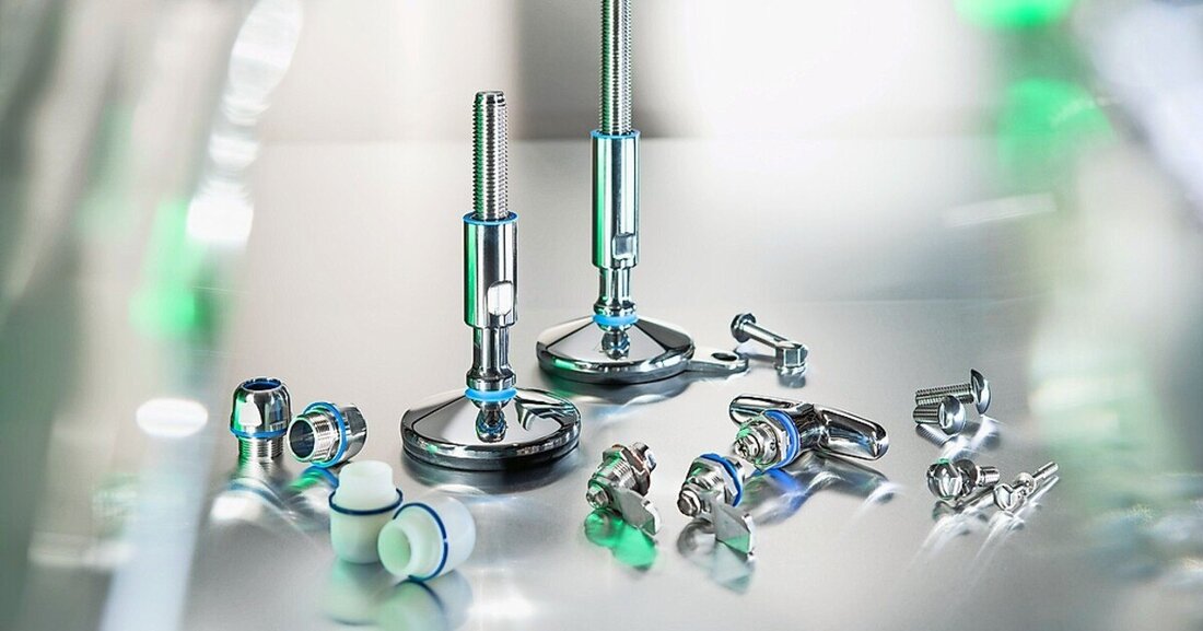 Normteile nach "Hygienic Design" für hygienesensible Bereiche wie die Pharma- und Lebensmittelbranche.