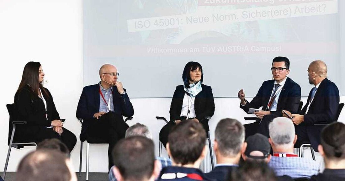 Podiumsdiskussion bei TÜV Austria zur neuen Arbeits- und Gesundheitsschutznorm ISO 45001:2018.