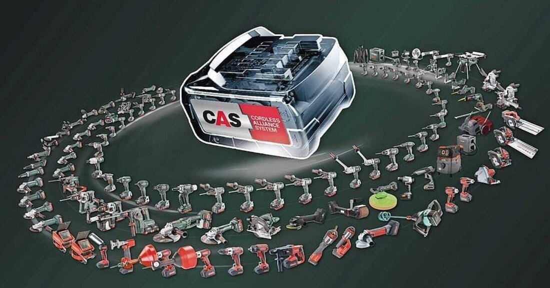 Doppelte Freiheit für professionelle Anwender im Metallbau: Das Akku-System CAS von Metabo ermöglicht die Nutzung Maschinen anderer Hersteller.