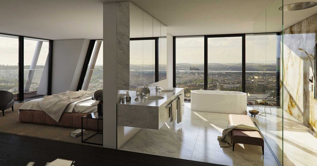 Der einzigartige V Tower wurde Ende 2017 in Prag eröffnet und fügt dem Stadtbild ein unverwechselbares Markenzeichen hinzu. Auf dreißig Stockwerken bietet der V Tower Lebens- und Wohnraum der Extraklasse, eine Exklusivität die sich bis in den Badezimmer fortsetzt. Die Badewannen aus hochwertigem Kaldewei Stahl-Email überzeugen durch höchste Qualität und feinste Optik. 