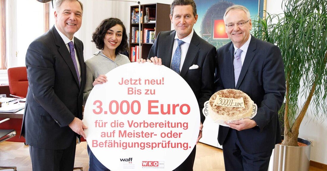 Wer sich auf die Meisterprüfung in Wien vorbereitet, darf sich über 1.000 Euro mehr vom waff freuen.