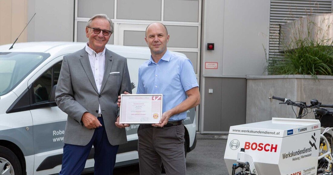 Der unabhängige Kundendienstverband Österreich (KVA) zeichnete den Werkskundendienst von Bosch Thermotechnik mit dem Service-Excellence-Zertifikat in Gold aus.