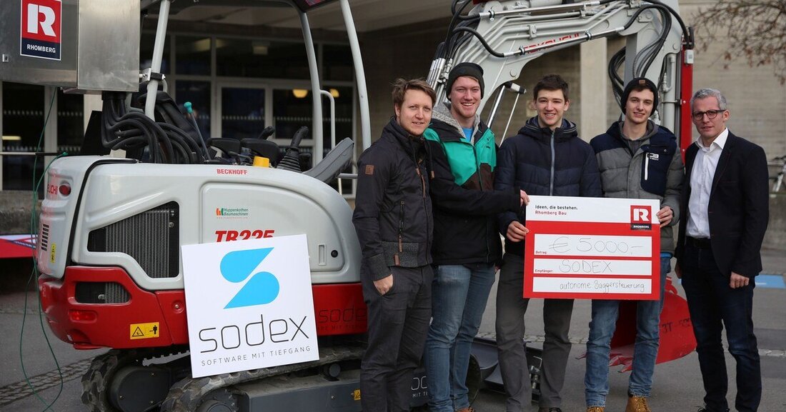 Autonome Bagger von Sodex: Rhomberg Bau fördert Rankweiler HTL-Jungunternehmen.