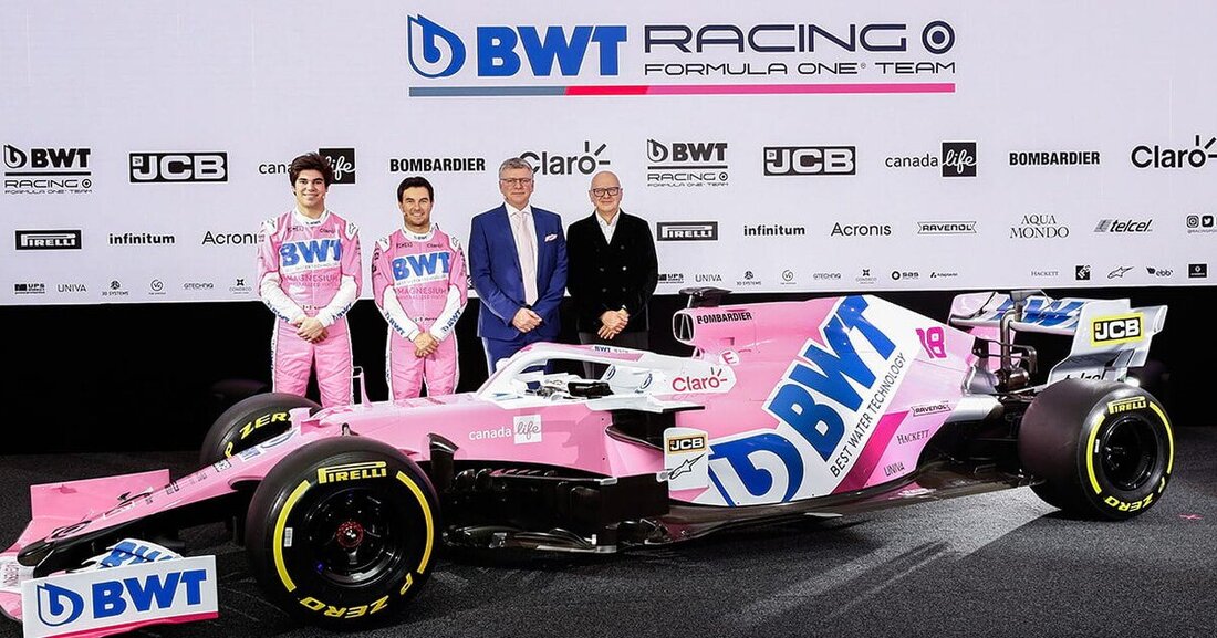 Was bereits länger als Gerücht galt, wurde am Montag, dem 17. Februar, offiziell. Mit dem Ausstieg des Sportwetten-Anbieters SportPesa steigt das österreichische Wasser-Unternehmen BWT beim "Racing Point F1 Team" zum Titelsponsor auf. Dementsprechend ist der Bolide auch weiterhin zum Großteil in rosa gehalten.