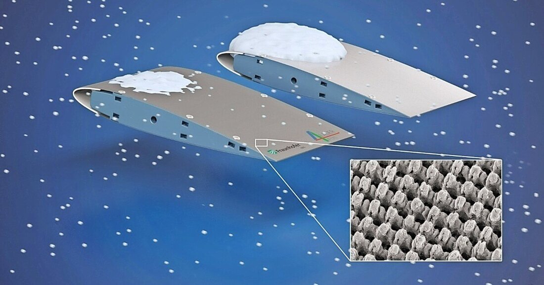 Funktionalisierte Flugzeugoberflächen lassen sich schnell und umweltschonend enteisen.