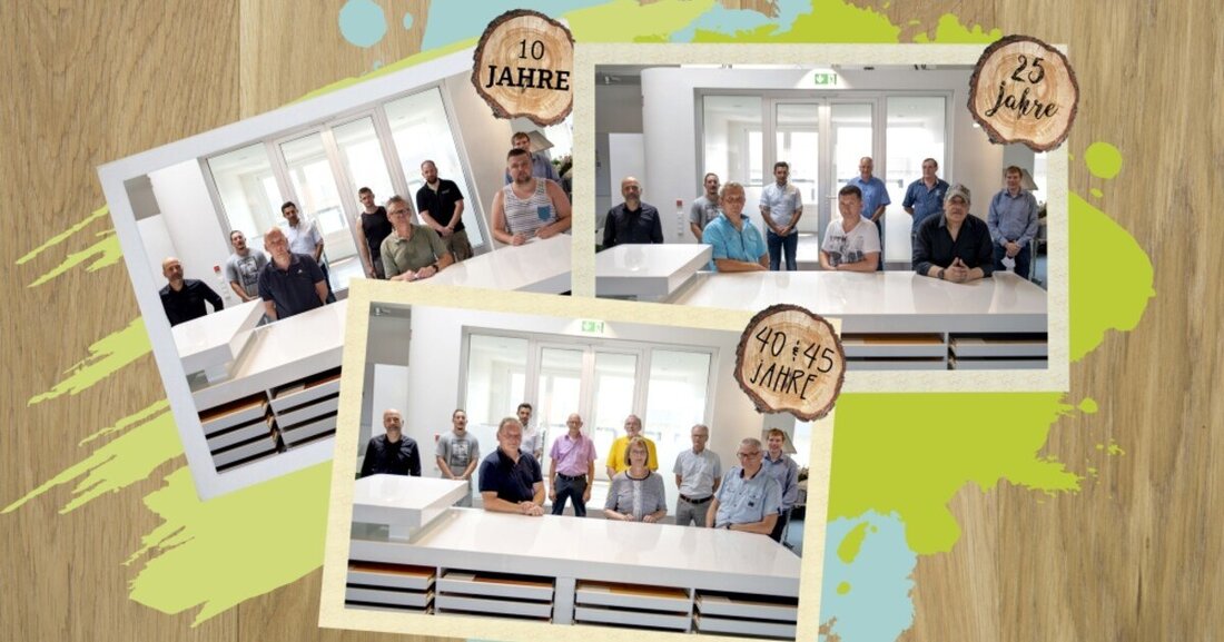 Die Osmo Holz und Color hat 19 Mitarbeiter für ihren langjährigen Einsatz über eine Zeitspanne von 10, 25 und 40 bis hin zu stolzen 45 Jahren geehrt.