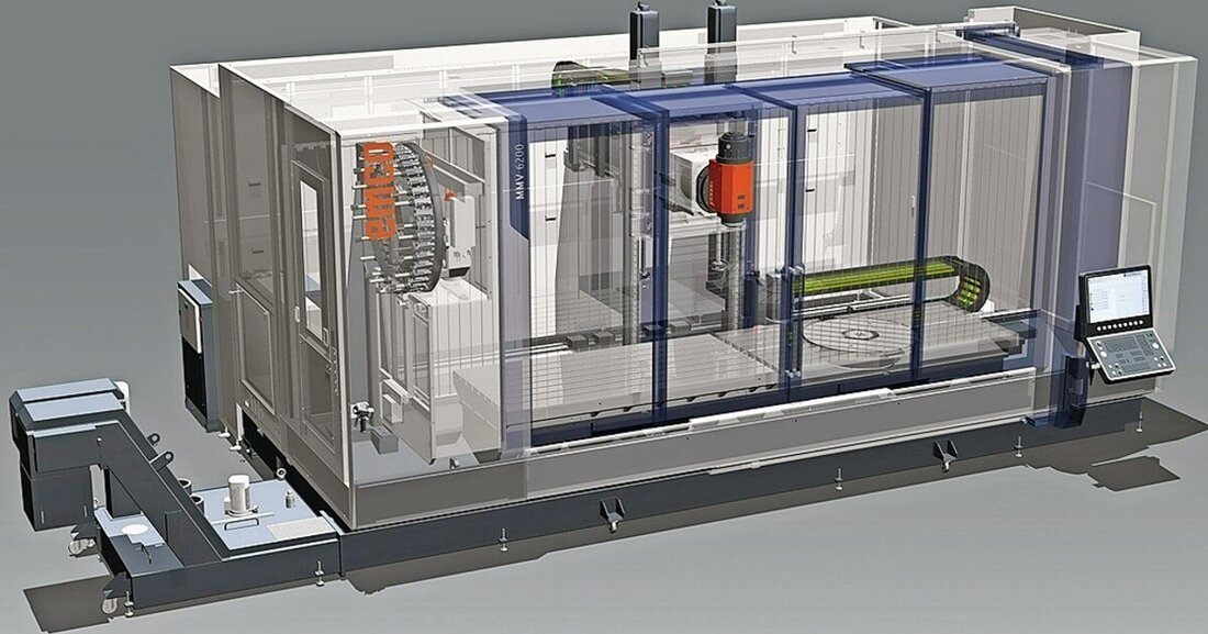 Emco erweitert seine Fahrständermaschinen um die Modelle MMV 4200, 5200 und 6200 mit vergrößerten Verfahrwegen.
