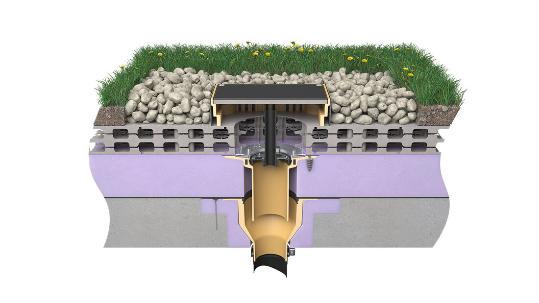 Wie könnte die Entwässerung eines Umkehr-Retentionsdaches ausgeführt werden? Welche Produkte braucht es dafür? Sita beantwortet diese Frage mit System.