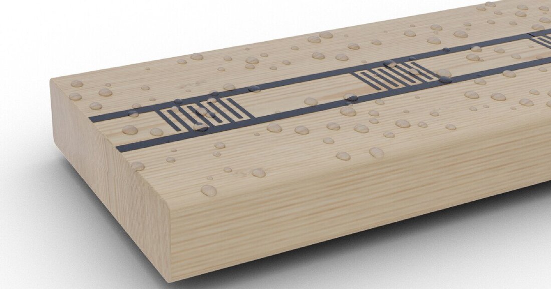 Im Forschungsprojekt "Mindwood" wurde ein gedrucktes Feuchtemonitoring von Holzbauteilen entwickelt.