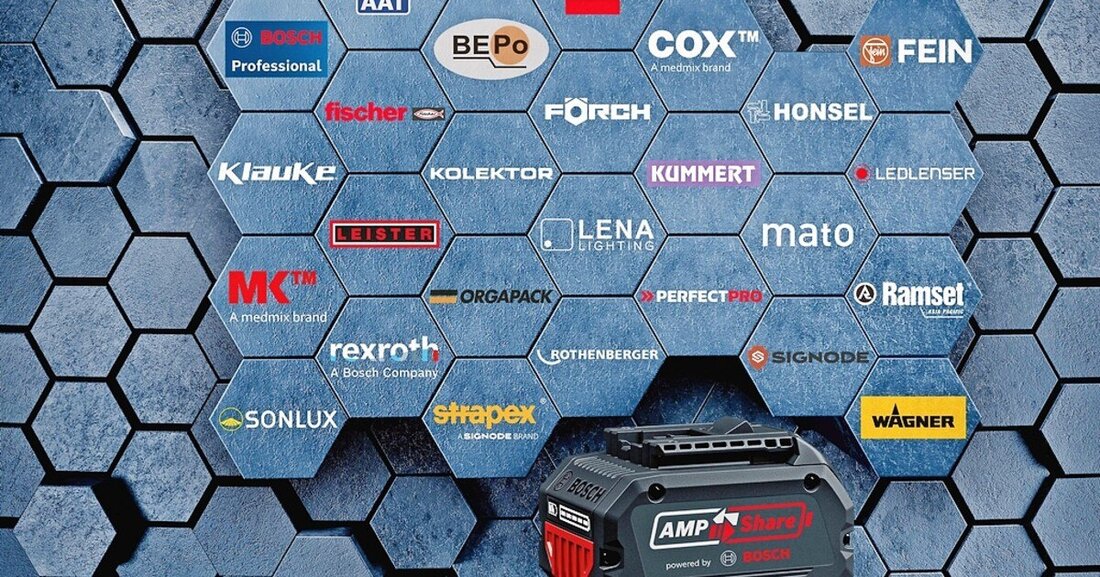Die herstellerübergreifende Akku-Allianz "AmpShare" will Handwerks-Profis das breiteste kompatible 18V-System bieten.