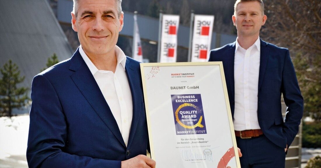 Die Marke Baumit wurde vom Linzer market Institut mit dem Business Excellence Award 2020 ausgezeichnet.