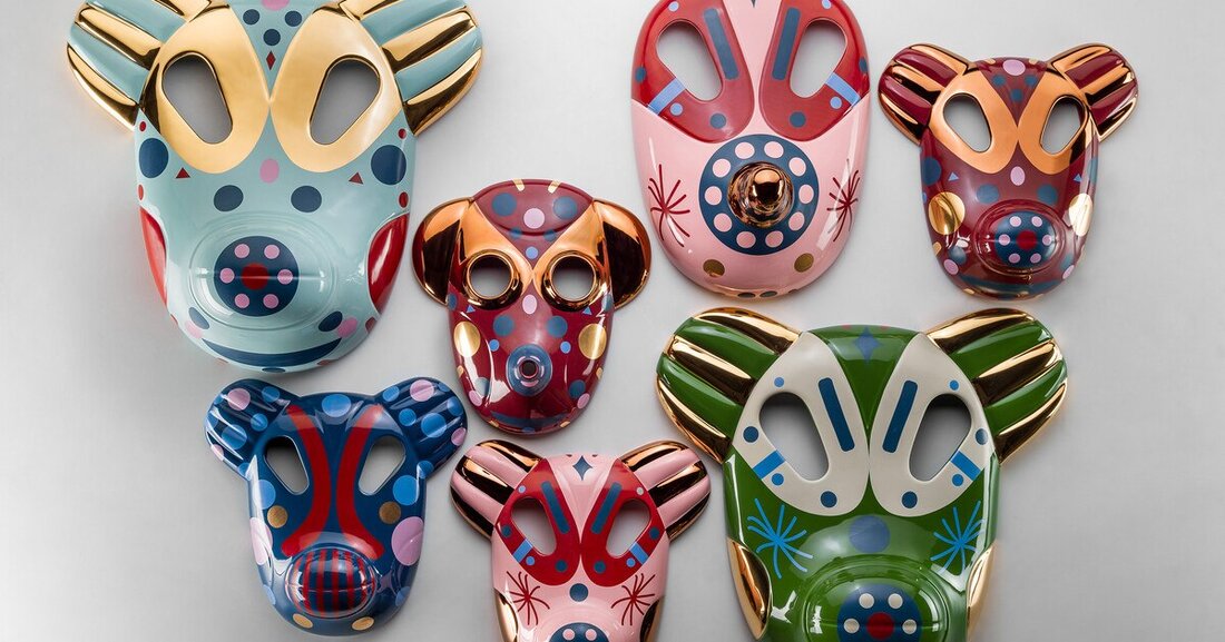 Auf der "Maison&Objet" werden erstmals die aus Metall und Keramik gefertigten Tribu-Masken von Kaime Hayon präsentiert.