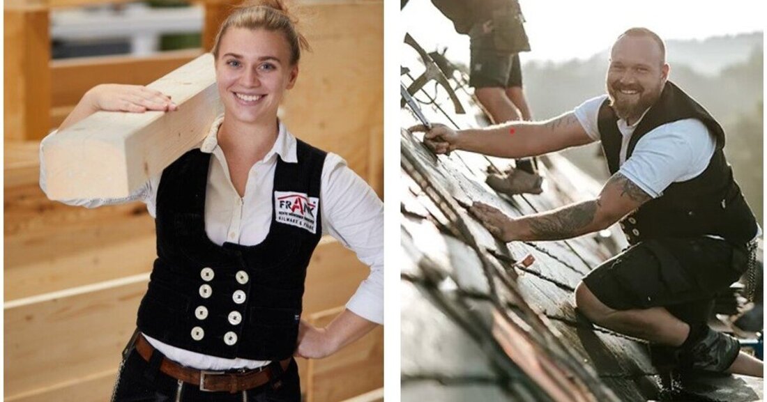 Zimmerer-Gesellin Theresa Damm und Dachdeckermeister Dominik Nöcker sind die Botschafter der Dach+Holz 2026.