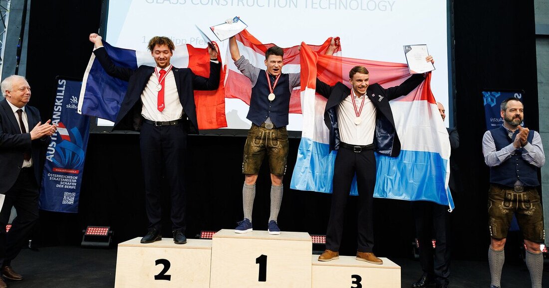Der Steirer Philipp Pfeiler hat bei den Europameisterschaften erneut den Sieg in Glasbautechnik für Österreich geholt.