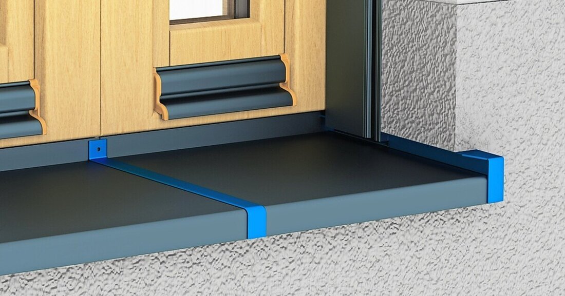 Geprüftes Fensterbanksystem von BUG Aluminium Systeme mit aufeinander abgestimmten Bauteilen.