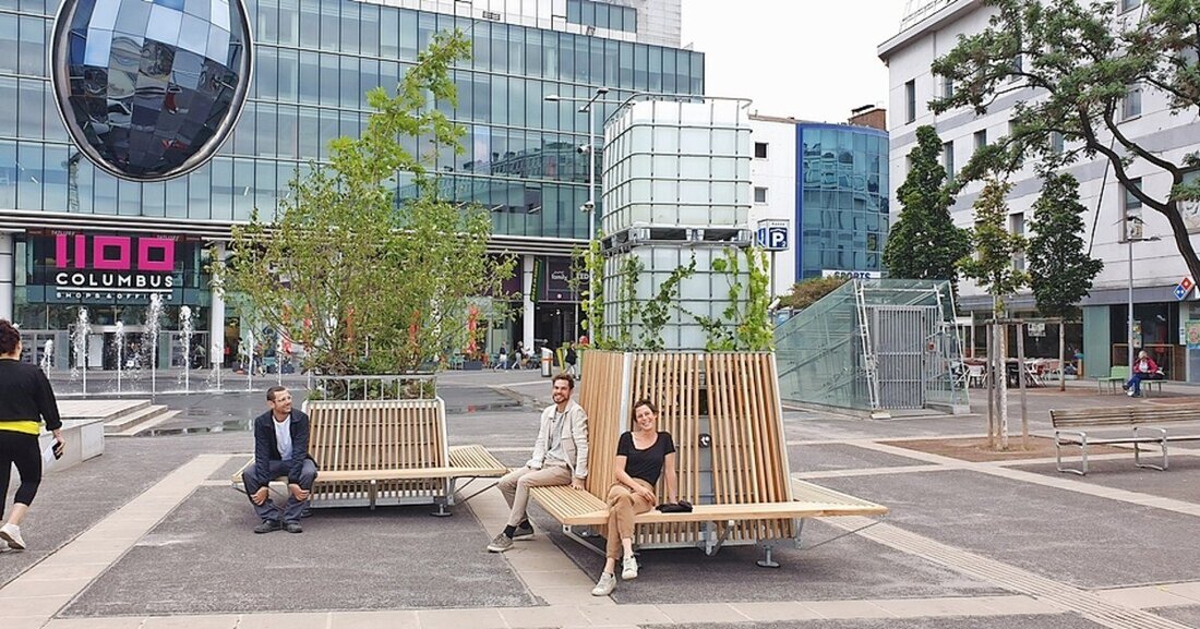 Jergitsch Gitter hat der Hitze in der Stadt den Kampf angesagt – mit einer Erholungsinsel für die Bewohner.