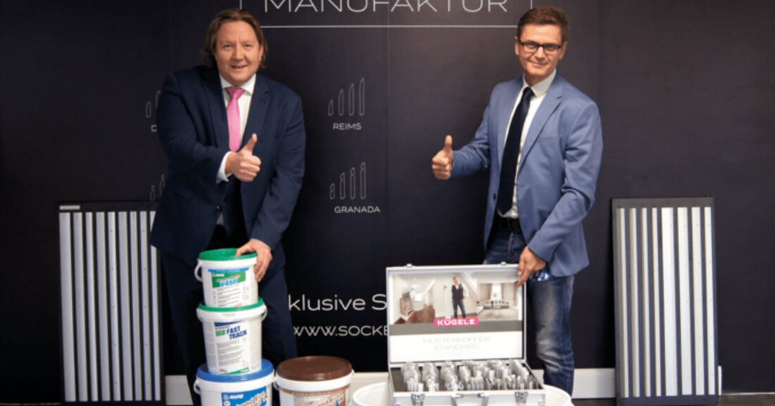 Profilsysteme und Sockelleisten von Kügele sind ab sofort auch an Mapei-Standorten erhältlich.