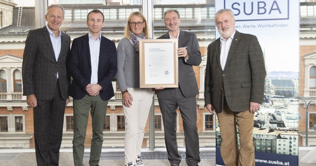 Süba als erster Bauträger Österreichs als EU-Taxonomie-konform bestätigt.