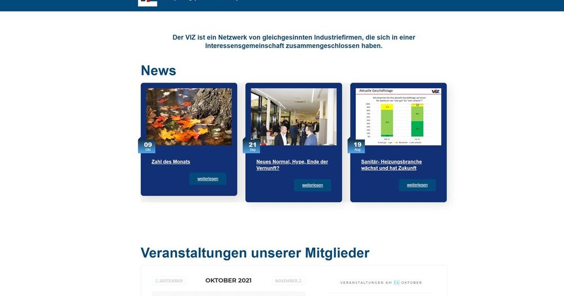 Der VIZ präsentiert seine Serviceangebote ab sofort übersichtlich strukturiert auf der neu gestalteten Website.