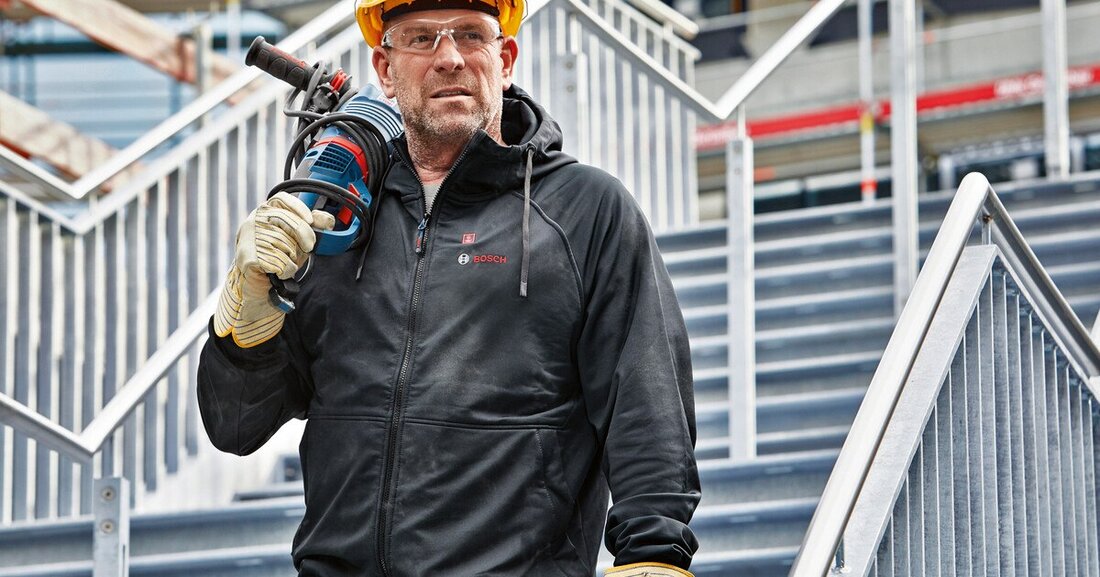 Mit der neuen beheizbaren Arbeitskleidung von Bosch sind Profis binnen drei Minuten auf "Betriebstemperatur".